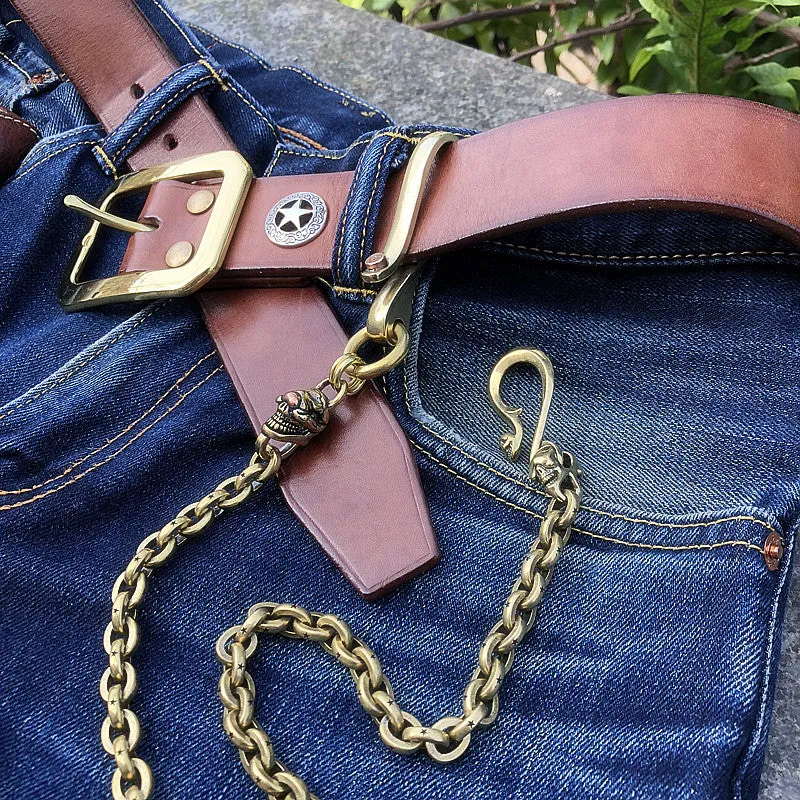 Solid Brass Cool Rock Skull Wallet Chains Biker Wallet Chains Trucker Wallet Chain for Men