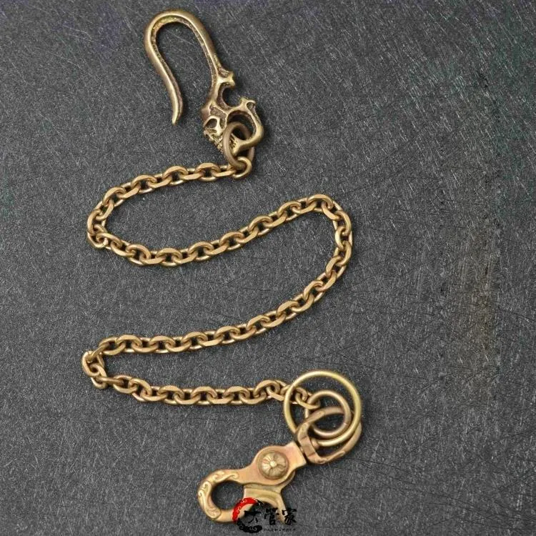 Solid Brass Cool Wallet Chain Biker Skull Wallet Chains Trucker Wallet Chains for Men