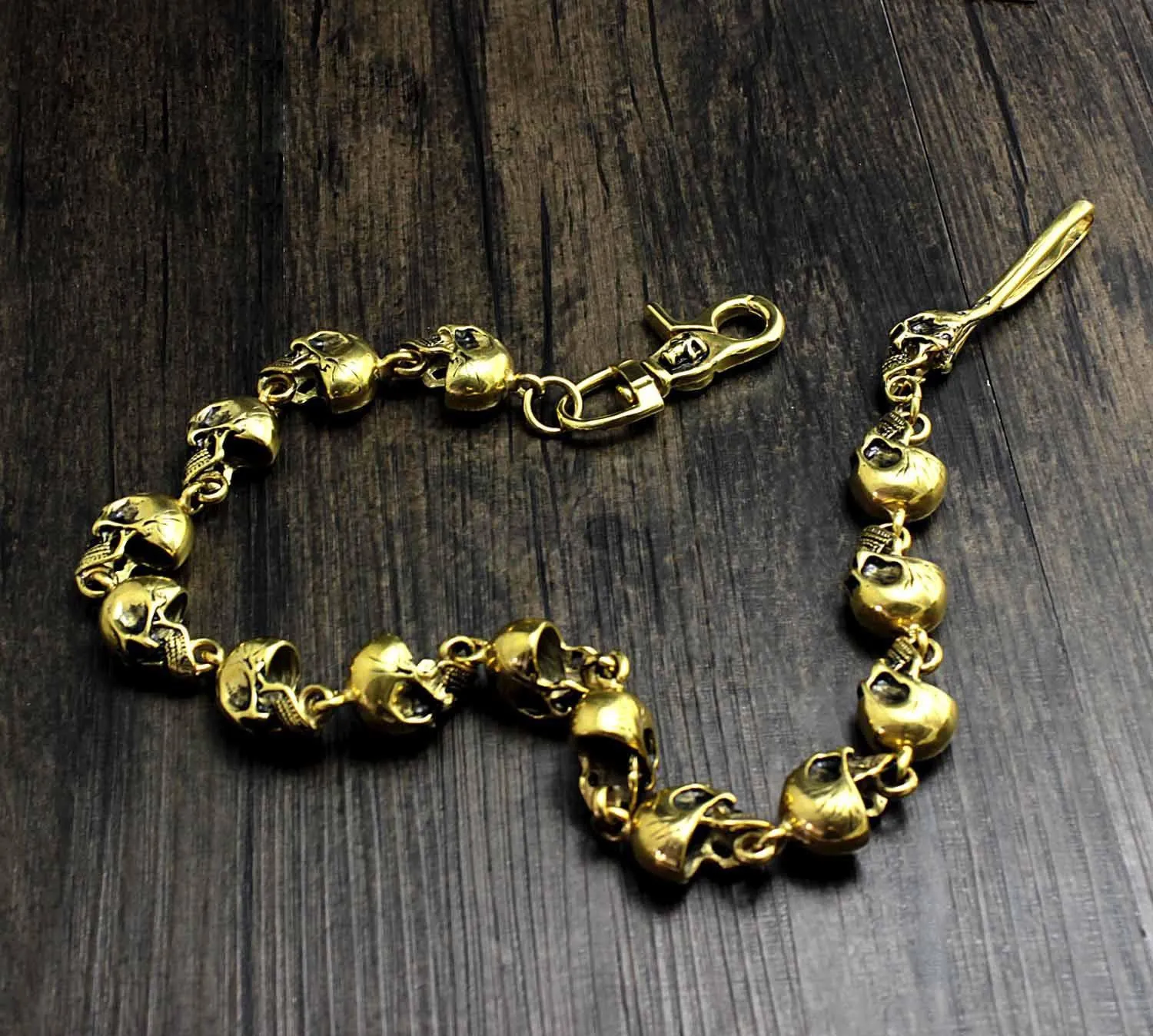 Solid Stainless Steel Brass Skull Wallet Chain Cool Punk Rock Biker Trucker Wallet Chain Trucker Wallet Chain for Men
