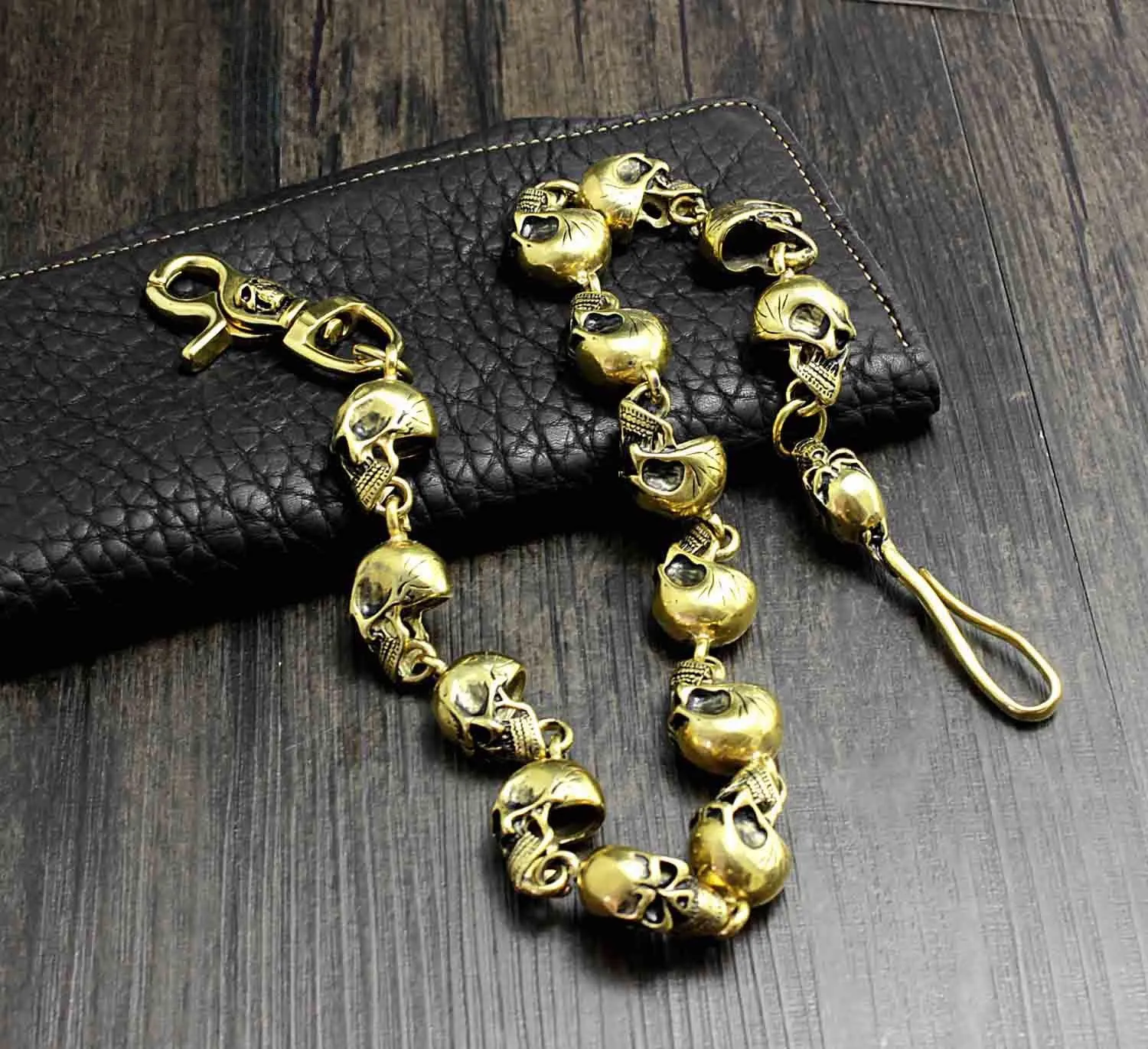 Solid Stainless Steel Brass Skull Wallet Chain Cool Punk Rock Biker Trucker Wallet Chain Trucker Wallet Chain for Men