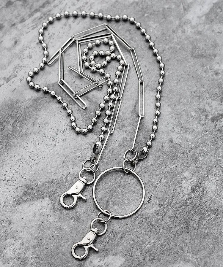 Stylish Men's Womens Double Beaded Stainless Steel Pants Chain Biker Wallet Chain For Men