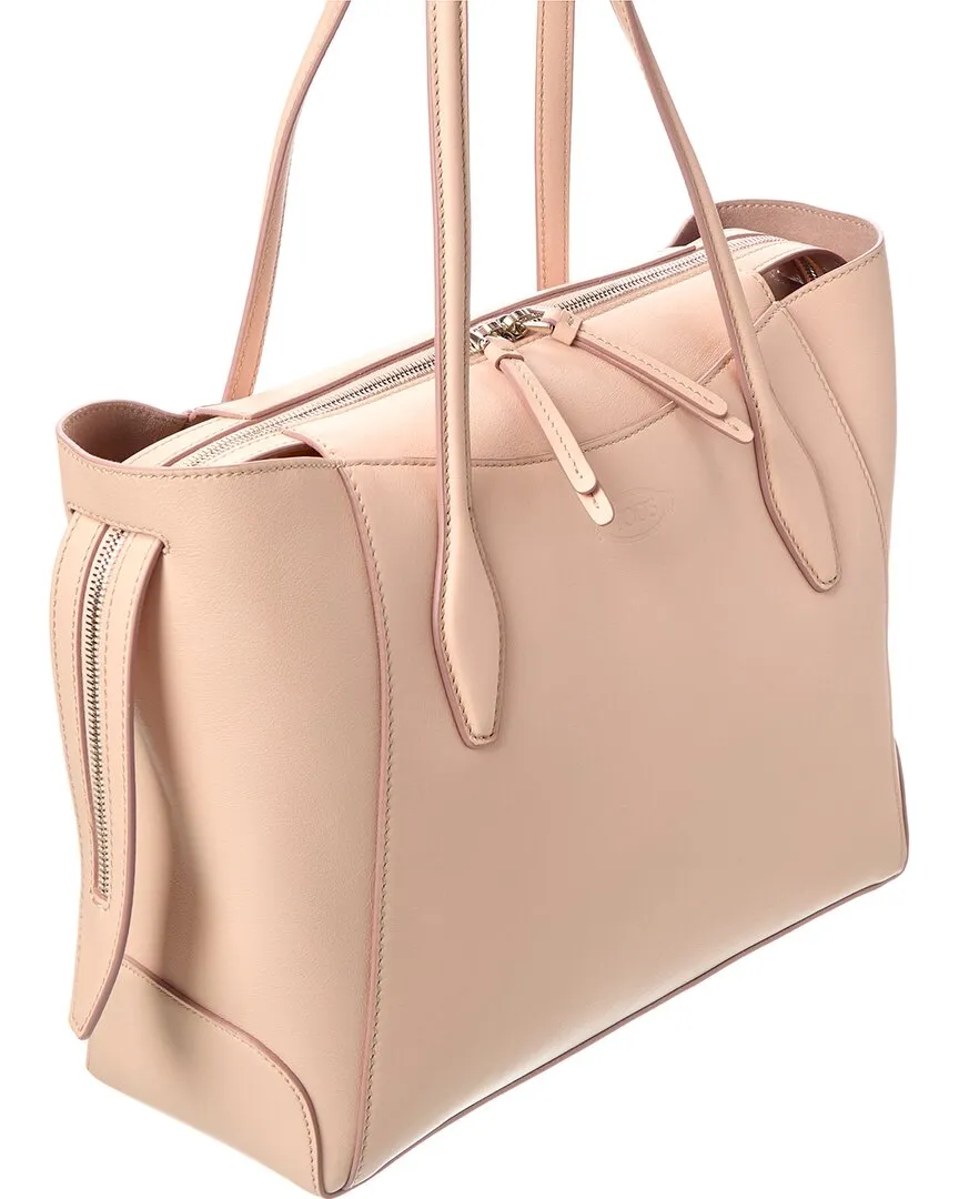 TODs Logo Media Leather Tote
