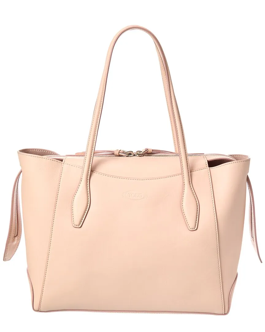 TODs Logo Media Leather Tote