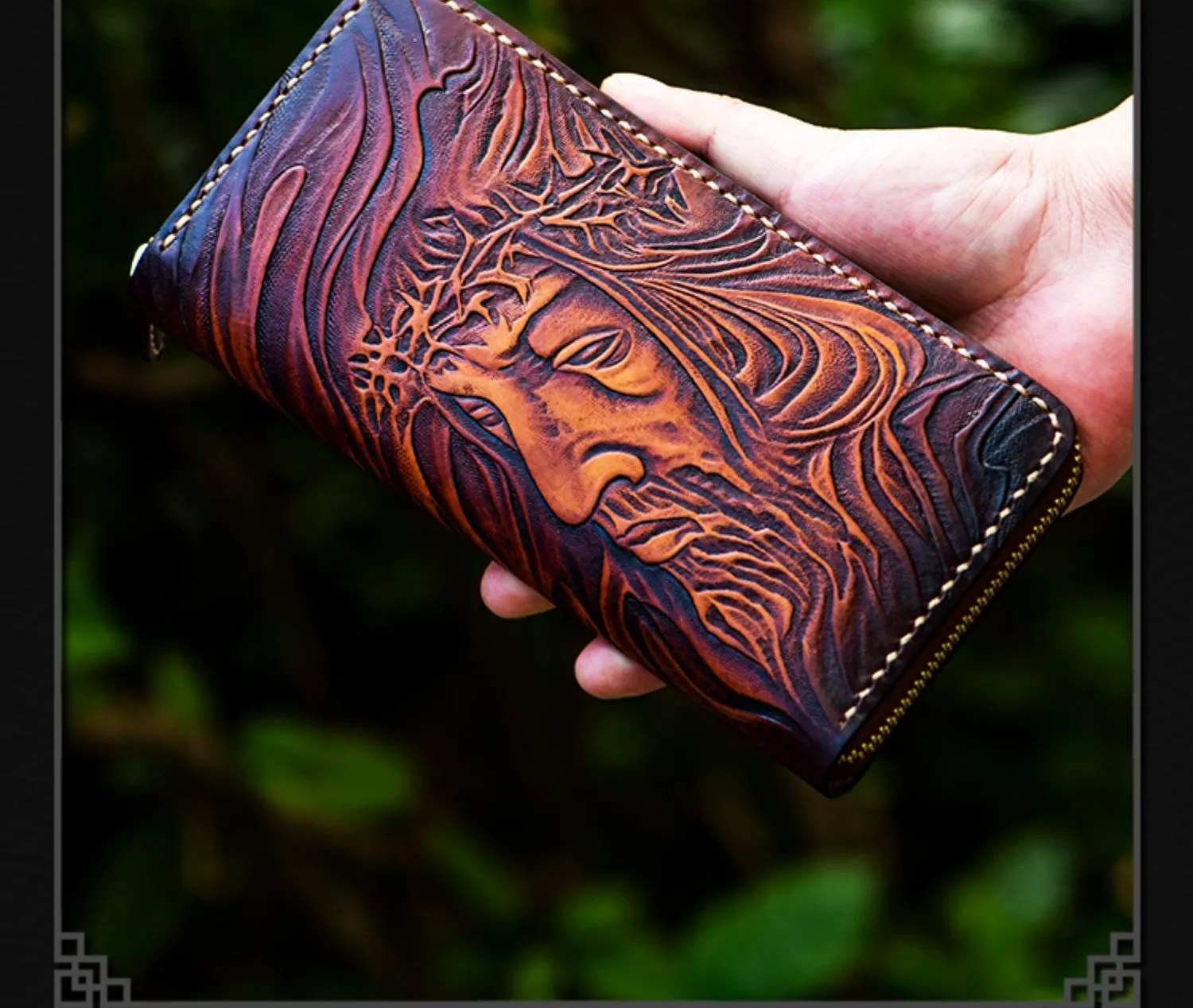 Tooled Leather Wallet Christian Wallet for Men Biker Wallet God Wallet Handmade Wallet Cool Wallet