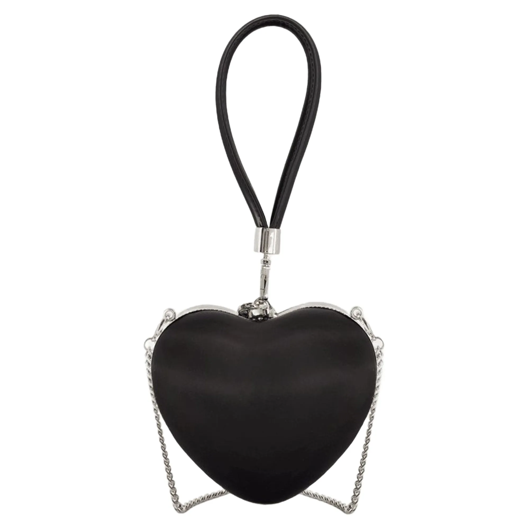 Top Handle Heart Clutch - SELF PORTRAIT - Silk - Black