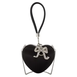 Top Handle Heart Clutch - SELF PORTRAIT - Silk - Black