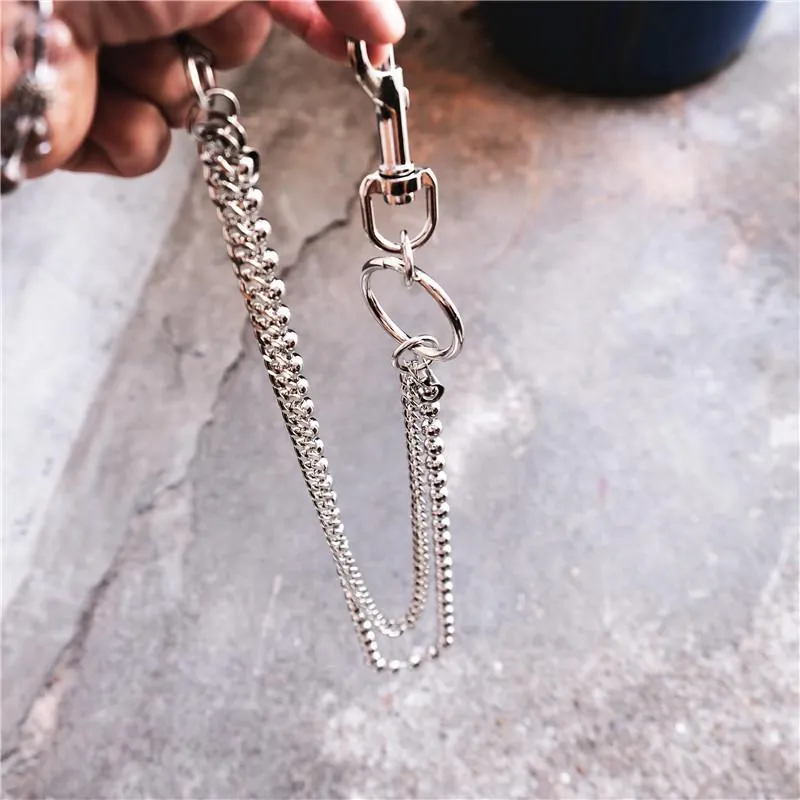 Trendy Silver Double Womens Mens Pants Chain Long jeans chain jean chain Wallet CHain For Men