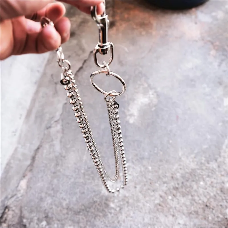 Trendy Silver Double Womens Mens Pants Chain Long jeans chain jean chain Wallet CHain For Men