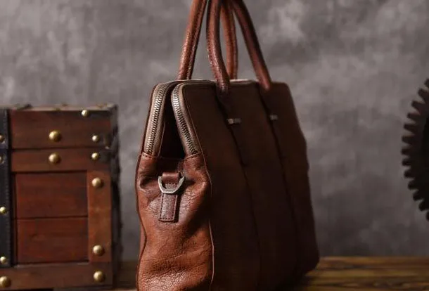 Vintage Cool leather mens Briefcase Business Briefcase laptop Briefcases for Men