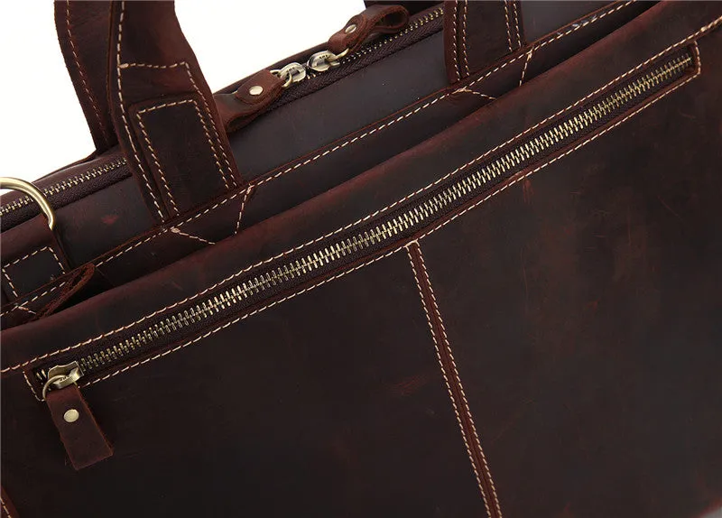 Vintage Leather Men Briefcase Work Bag Business Bag Laptop Bag For Men