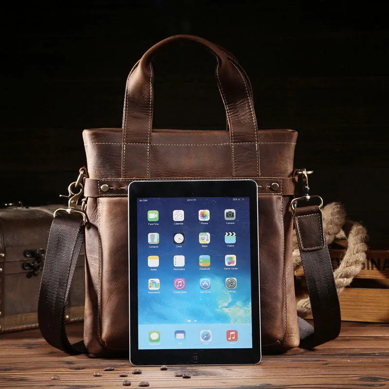 Vintage Leather Men Handbag Briefcase Shoulder Bag Work Bag For Men