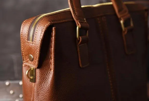 Vintage leather mens Briefcase vintage work bag business bag laptop bag for men
