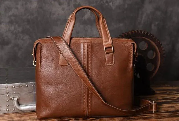 Vintage leather mens Briefcase vintage work bag business bag laptop bag for men