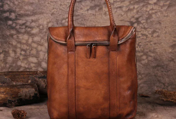 Vintage Leather Mens Briefcases Work Bag Business Bags for men