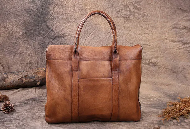 Vintage Leather Mens Briefcases Work Bag Business Bags for men