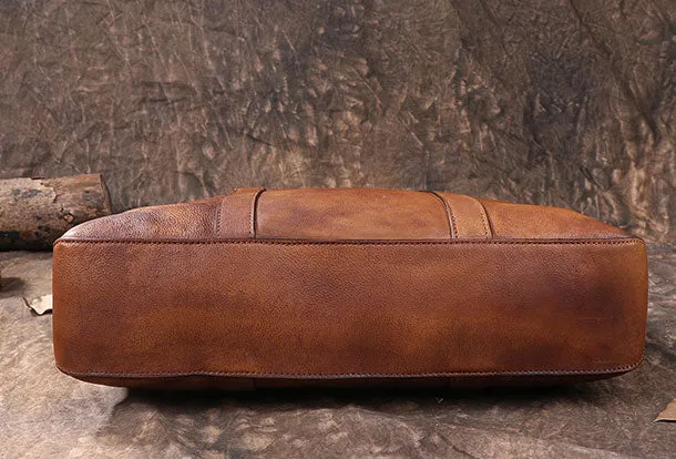 Vintage Leather Mens Briefcases Work Bag Business Bags for men