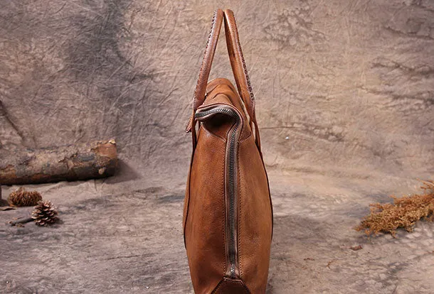Vintage Leather Mens Briefcases Work Bag Business Bags for men