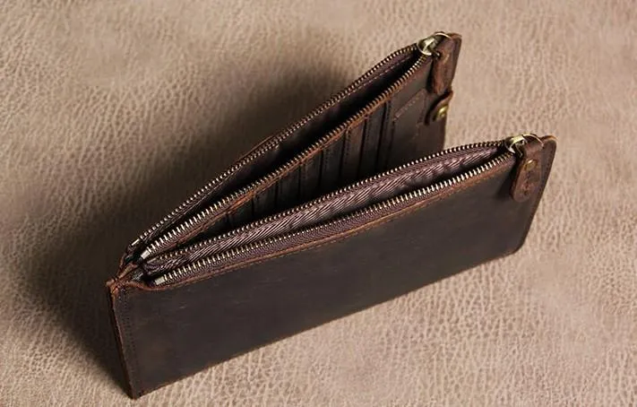 Vintage Leather Mens Card Wallet for Men Long Wallet for Men