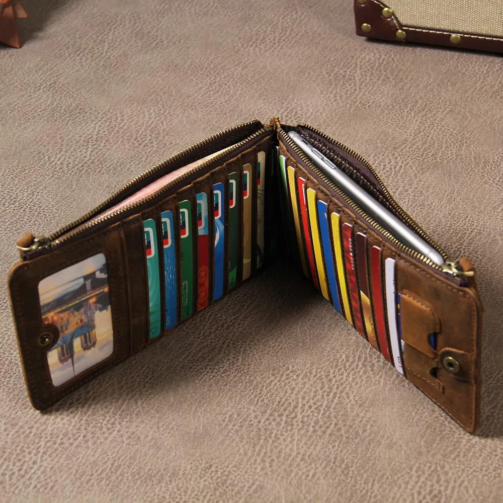 Vintage Leather Mens Card Wallet for Men Long Wallet for Men