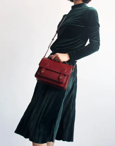 Womens Leather Satchel Crossbody Bag Handmade School Handbag Shoulder Bag for Ladies