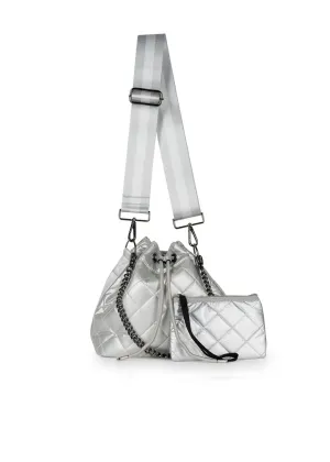 Women's Lindsey Puffer Bucket Bag In Vapor Silver