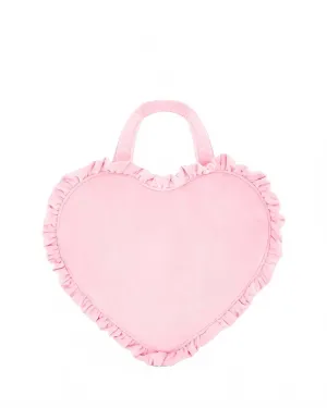 Women's Velvet Ruffle Mini Heart Tote Bag In Sunburst (Pink)