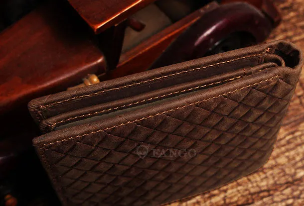 Billfold Wallet With Detachable Card Holder Braided Leather Pattern Billfold Wallet for Men