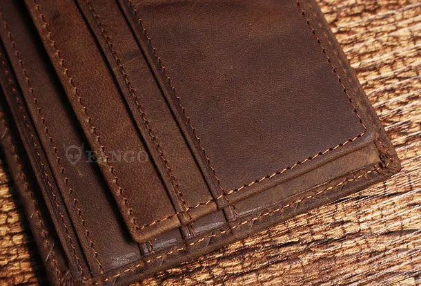 Billfold Wallet With Detachable Card Holder Braided Leather Pattern Billfold Wallet for Men