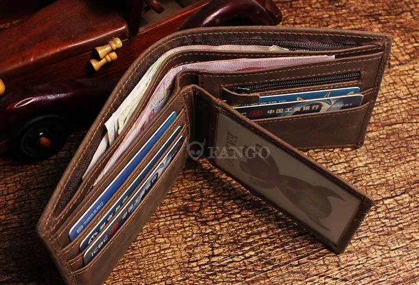 Billfold Wallet With Detachable Card Holder Braided Leather Pattern Billfold Wallet for Men
