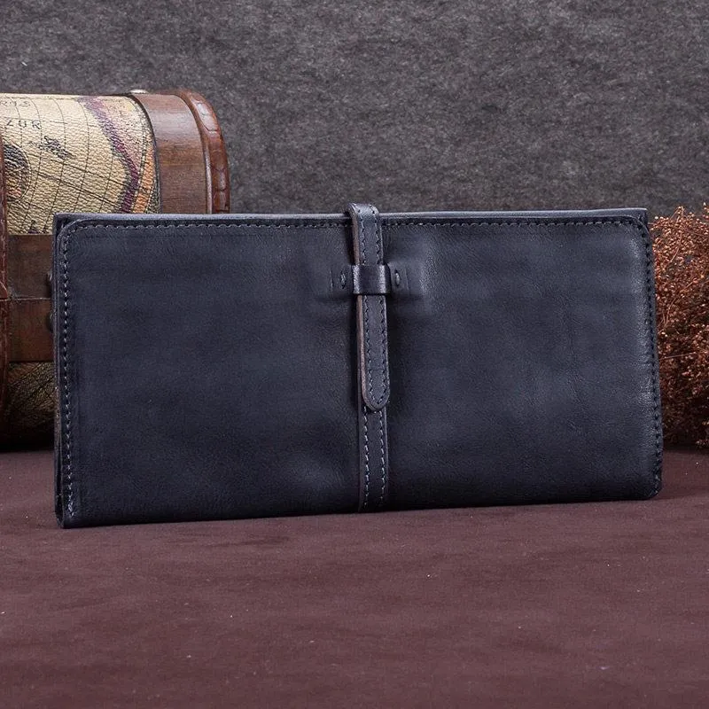 Blue Womens Long Bifold Wallet Brown Long Wallet Ladies Long Wallet Purse