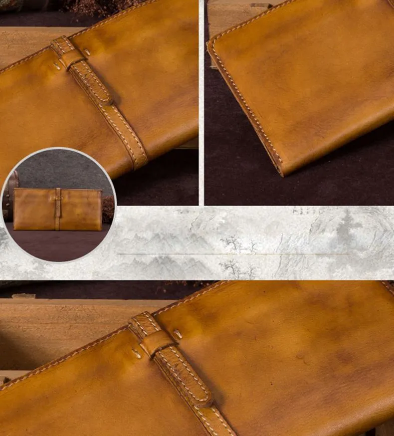 Blue Womens Long Bifold Wallet Brown Long Wallet Ladies Long Wallet Purse