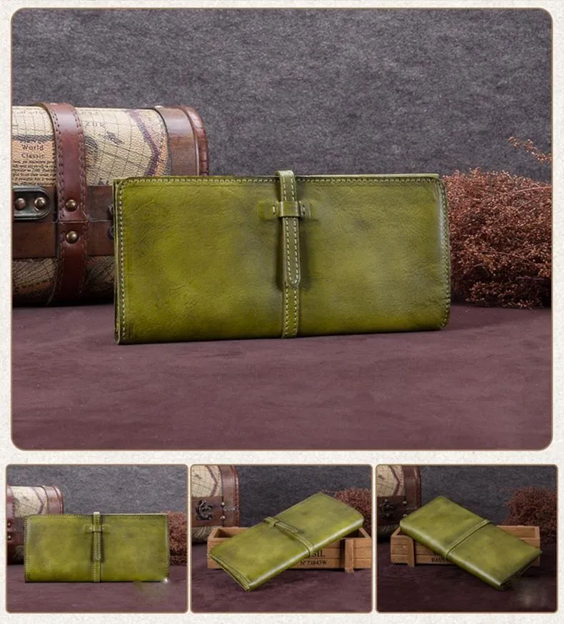 Blue Womens Long Bifold Wallet Brown Long Wallet Ladies Long Wallet Purse
