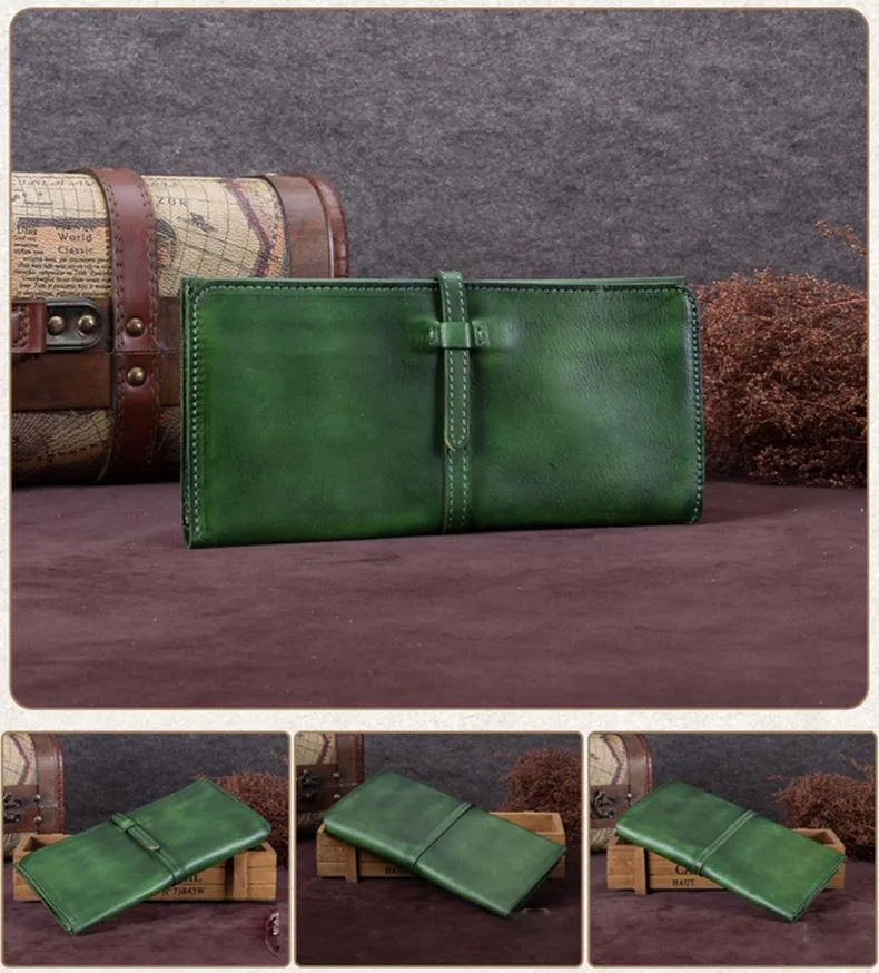 Blue Womens Long Bifold Wallet Brown Long Wallet Ladies Long Wallet Purse