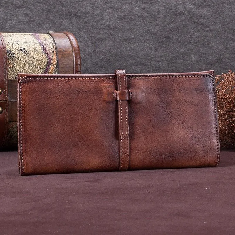 Blue Womens Long Bifold Wallet Brown Long Wallet Ladies Long Wallet Purse