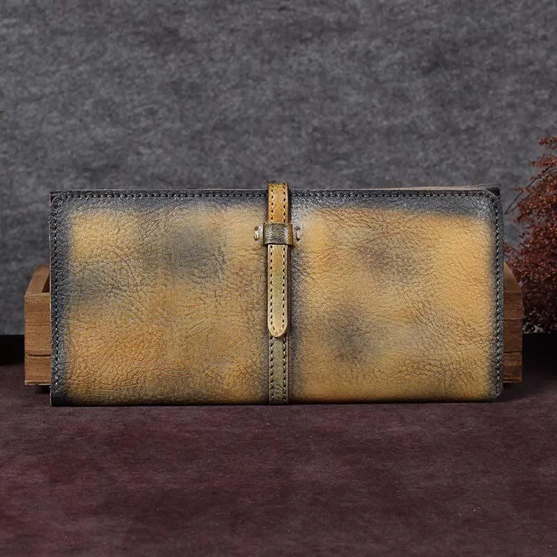 Blue Womens Long Bifold Wallet Brown Long Wallet Ladies Long Wallet Purse
