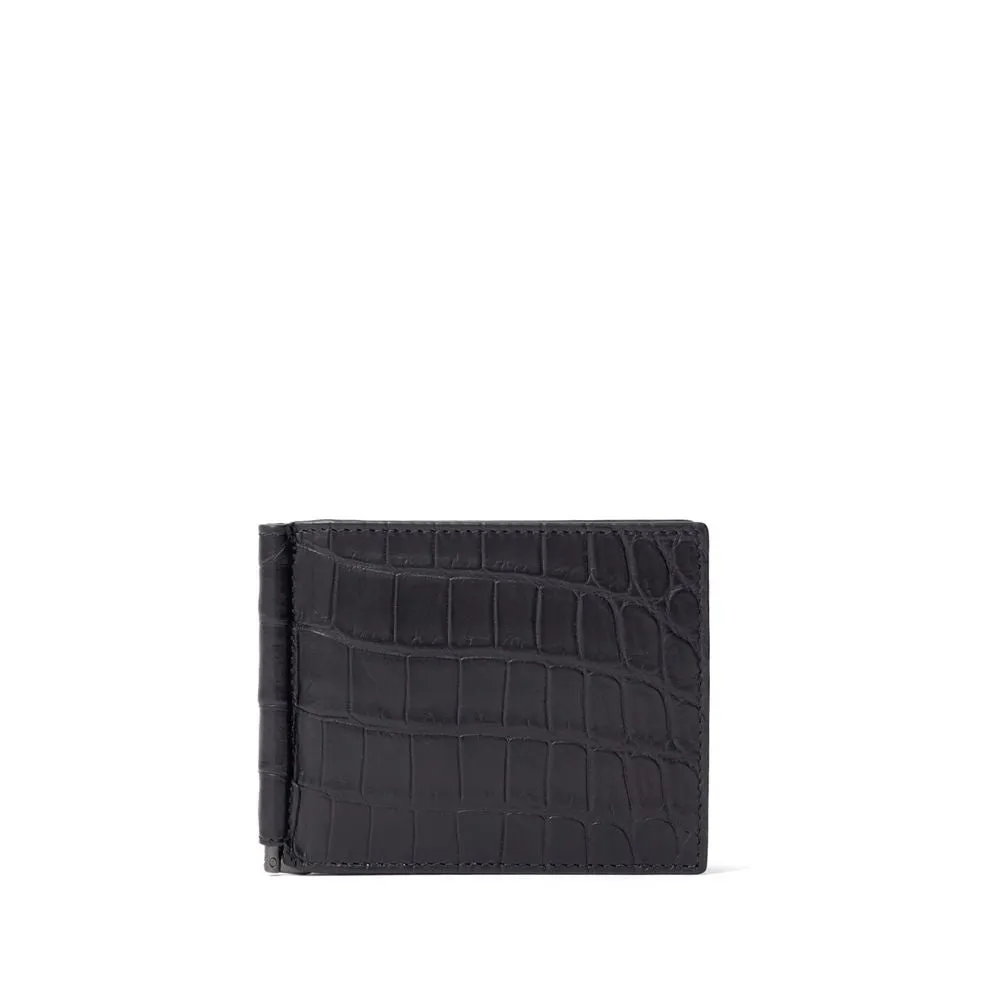 Bottega Veneta Black Leather Di Crocodile Wallet