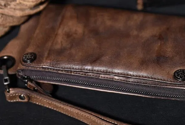 Brown Leather Biker Wallet Leather Chain Wallet Men Brown Long Biker Chain Wallet