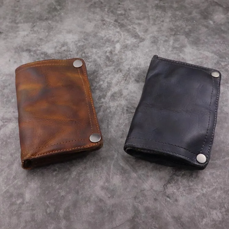 Brown Leather Men Billfold Wallet Leather Black Vertical Bifold Wallet with Coin Pocket For Men