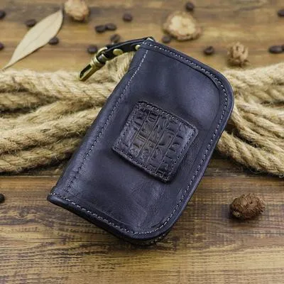 Brown Leather Men's Key Wallet Car Key Case Black Leather Key Holder For Men