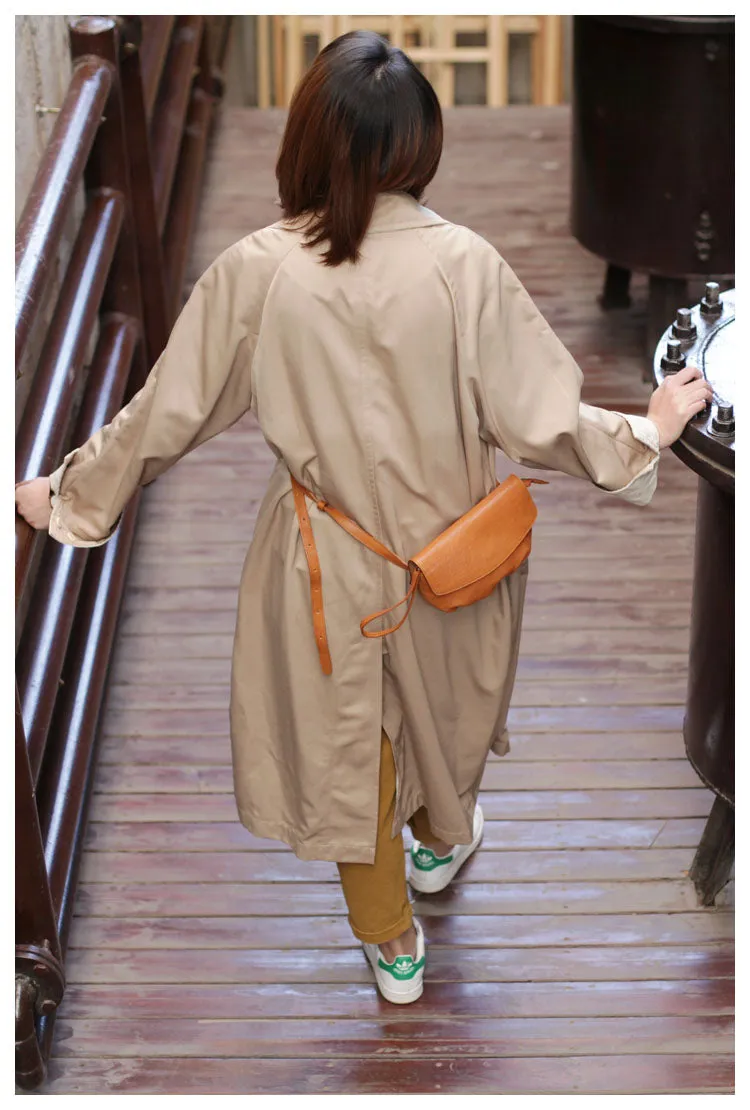 Brown Leather Womens Small Crossbody Bag Waist Bag Clutch Fanny Pack Wristlet Purse for Ladies