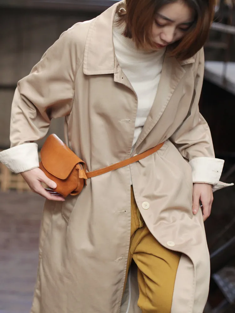 Brown Leather Womens Small Crossbody Bag Waist Bag Clutch Fanny Pack Wristlet Purse for Ladies