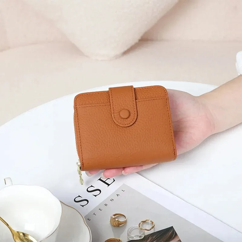 Chic Zipper Coin : Genuine Leather Wallet
