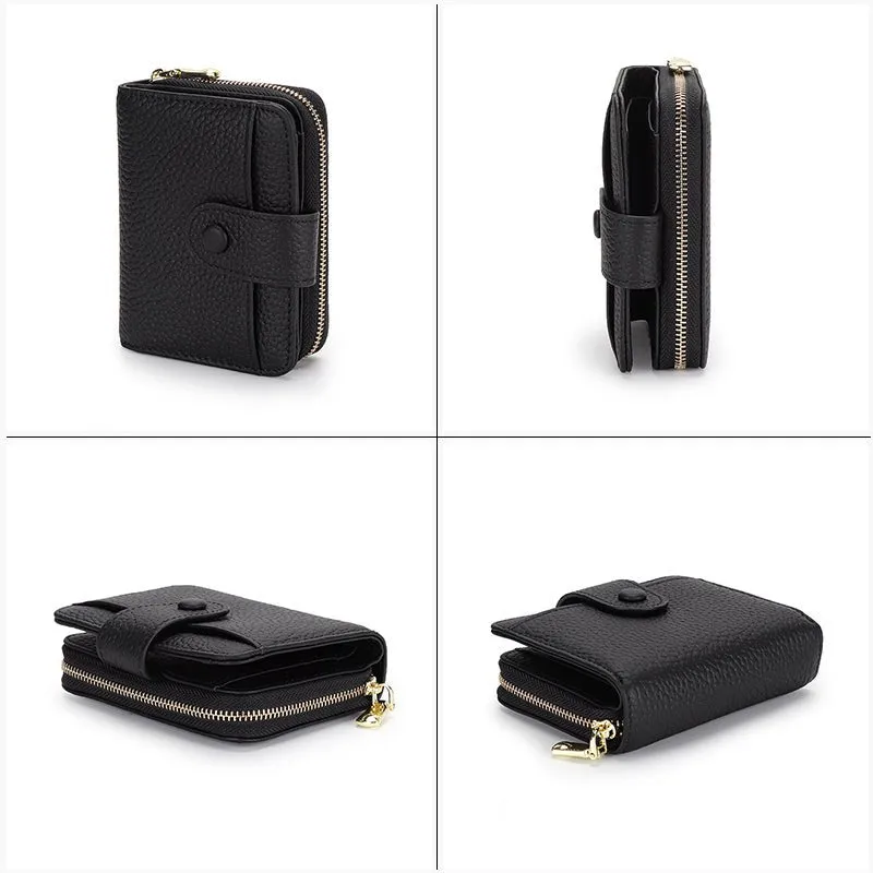 Chic Zipper Coin : Genuine Leather Wallet