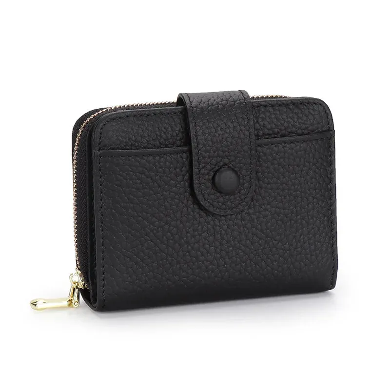 Chic Zipper Coin : Genuine Leather Wallet