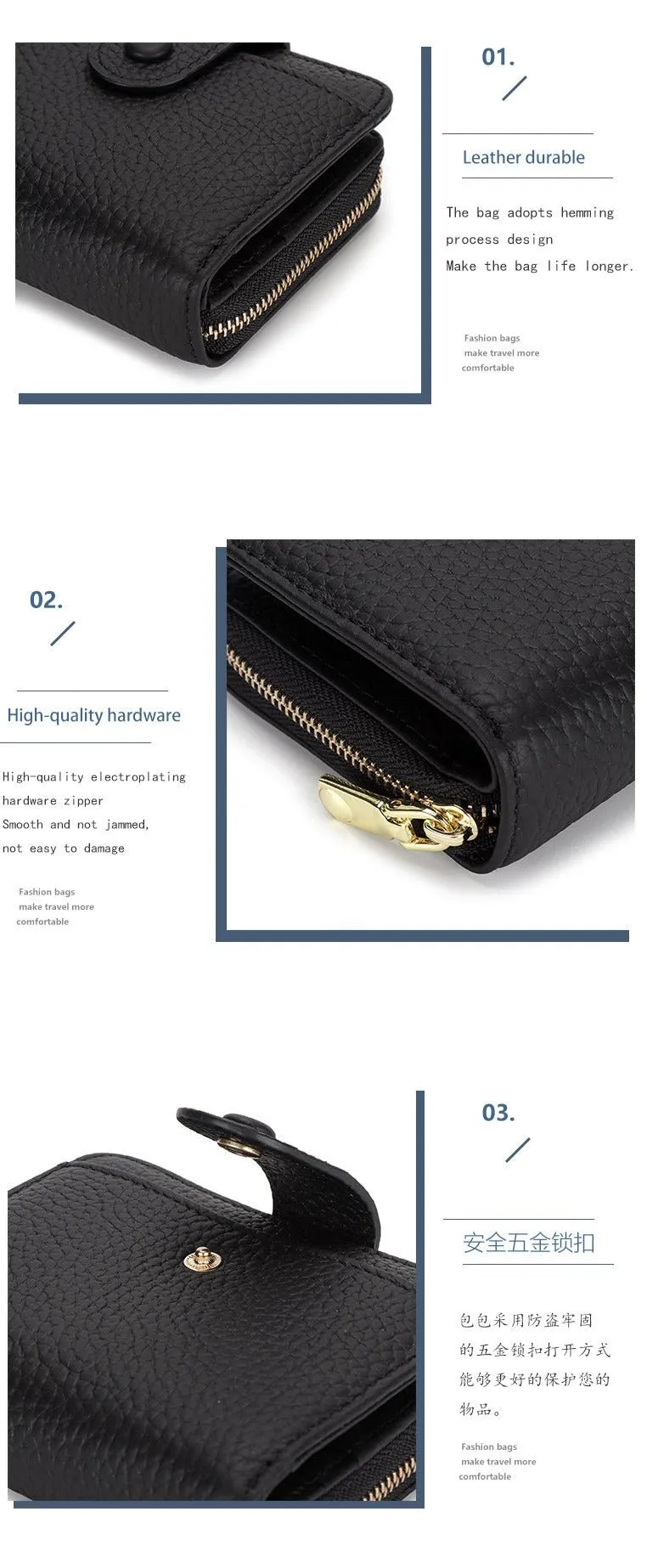 Chic Zipper Coin : Genuine Leather Wallet