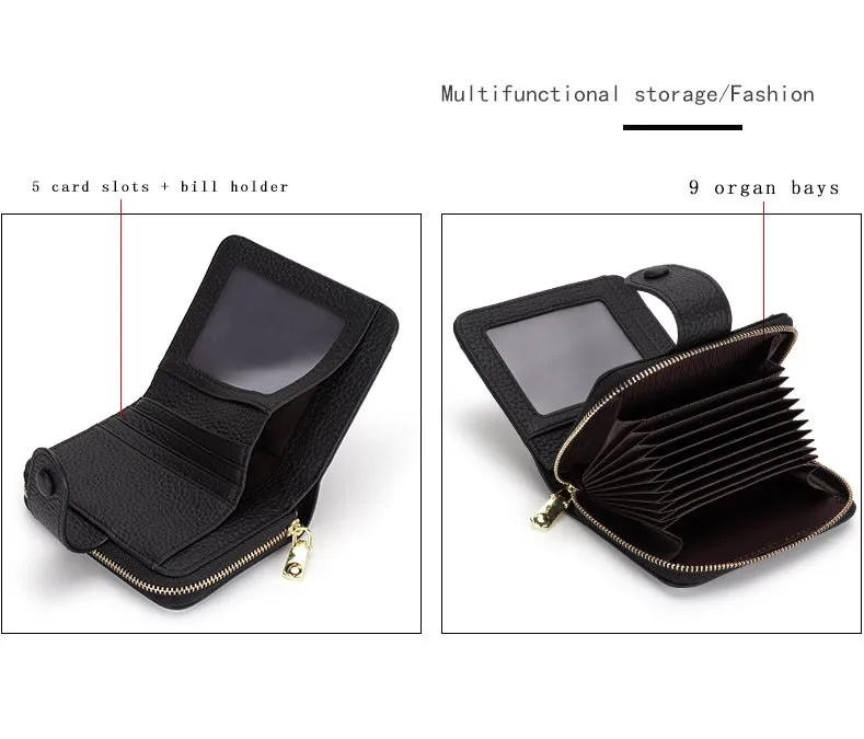 Chic Zipper Coin : Genuine Leather Wallet