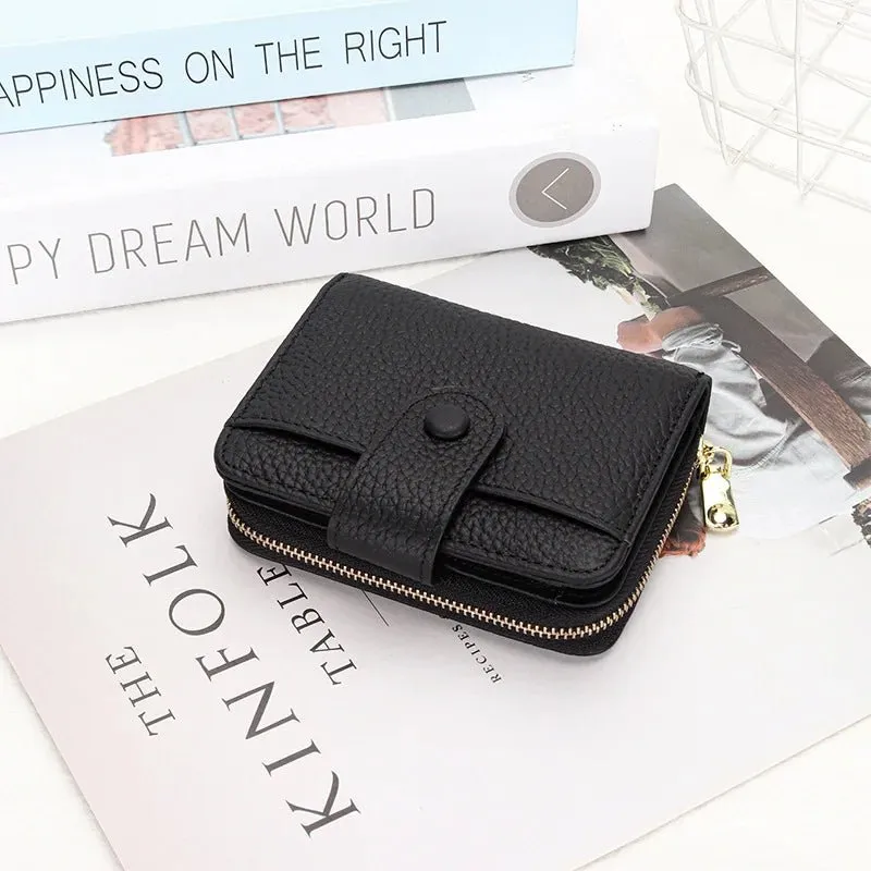 Chic Zipper Coin : Genuine Leather Wallet