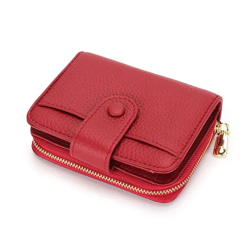 Chic Zipper Coin : Genuine Leather Wallet