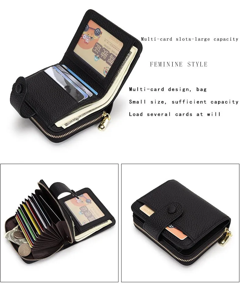 Chic Zipper Coin : Genuine Leather Wallet
