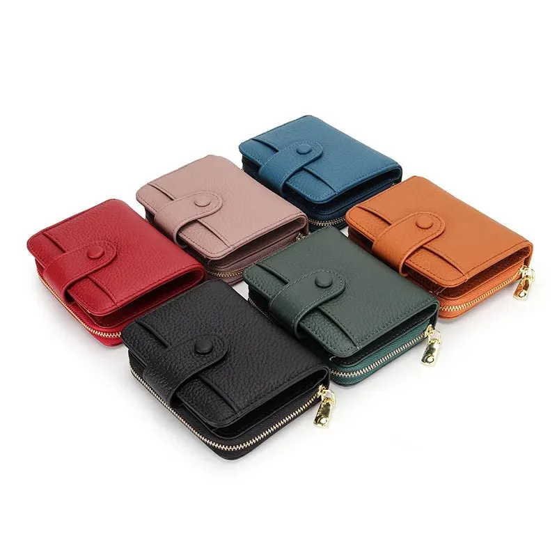 Chic Zipper Coin : Genuine Leather Wallet